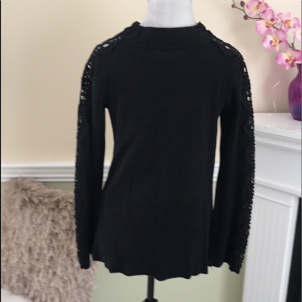 Stylus Black Lace Sleeve Appliqué Sweater - Picture 6 of 9